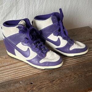 Nike Women's High-Top with heel Sneakers in Purple and Cream